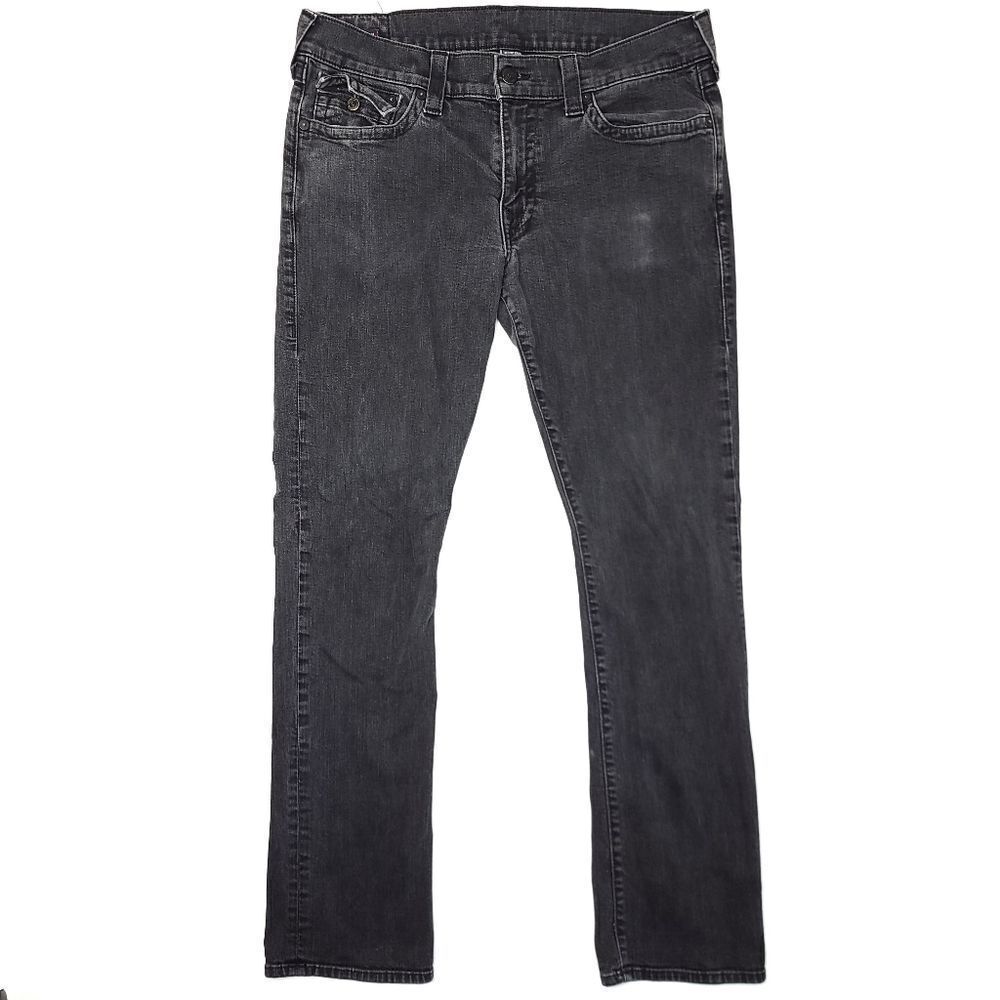 True
Religion Ricky Flap Relaxed Straight Jeans Mens 38x33 Black Flex 10.5" Rise
